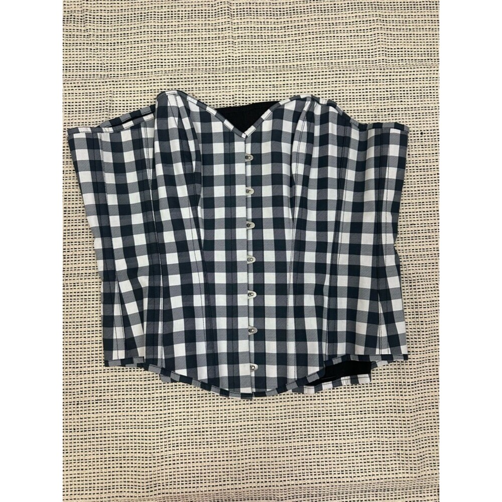 Corset Story Plus Size White and Black Gingham Corset Retro